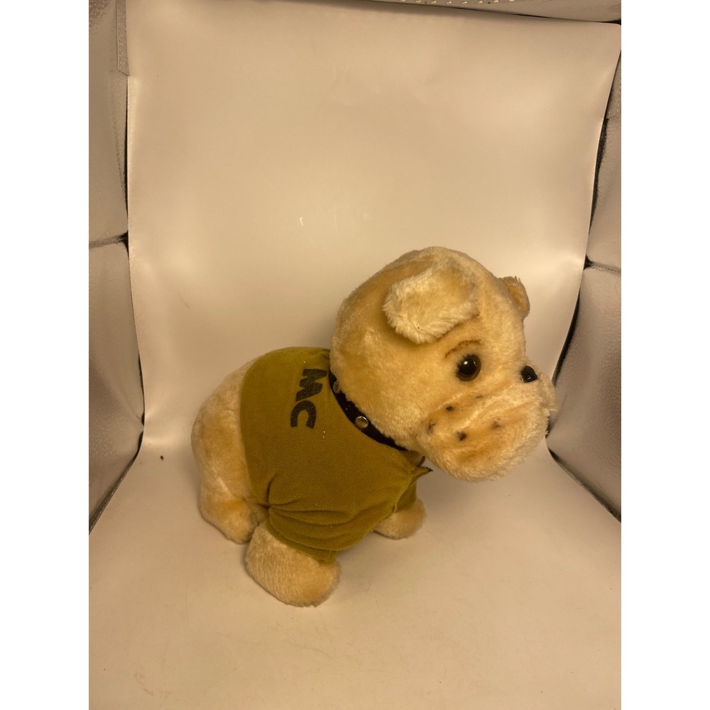 VTG US Marines USMC Bull Dog Plush Toy Mascot khaki T-shirt 1978 R.Dakin